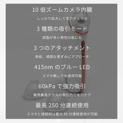 【予約で割引も】Porescope 毛穴吸引器 毛穴汚れ スマホ連動 b2007WH