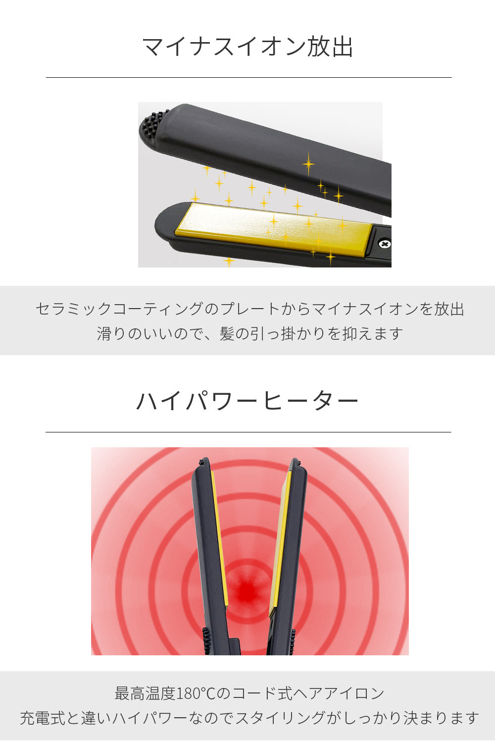 【アウトレット】【30%OFF】16ｍｍ マイナスイオン 2way ミニ コテ ストレート ＆ カール チタニウム セラミックコーティング i19214YL/WYE