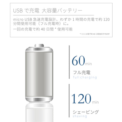 【クリアランスセール】回転式 IPX7 防水 電気シェーバー fc5201-1A ポータブル