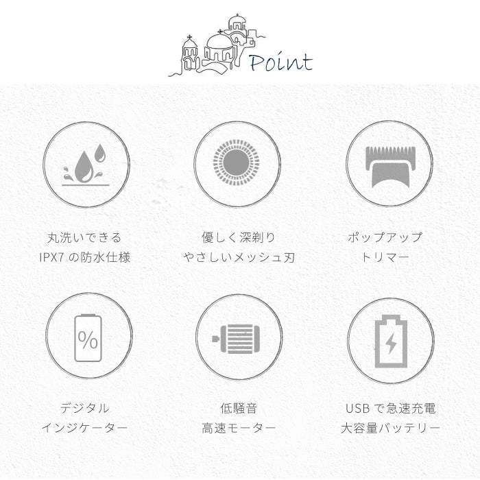 【クリアランスセール】回転式 IPX7 防水 電気シェーバー fc5201-1A ポータブル
