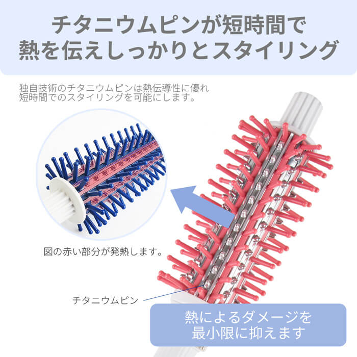 【クリアランスセール】ロールブラシヘアアイロン 32mm ピンク ブルー i707PK/BL