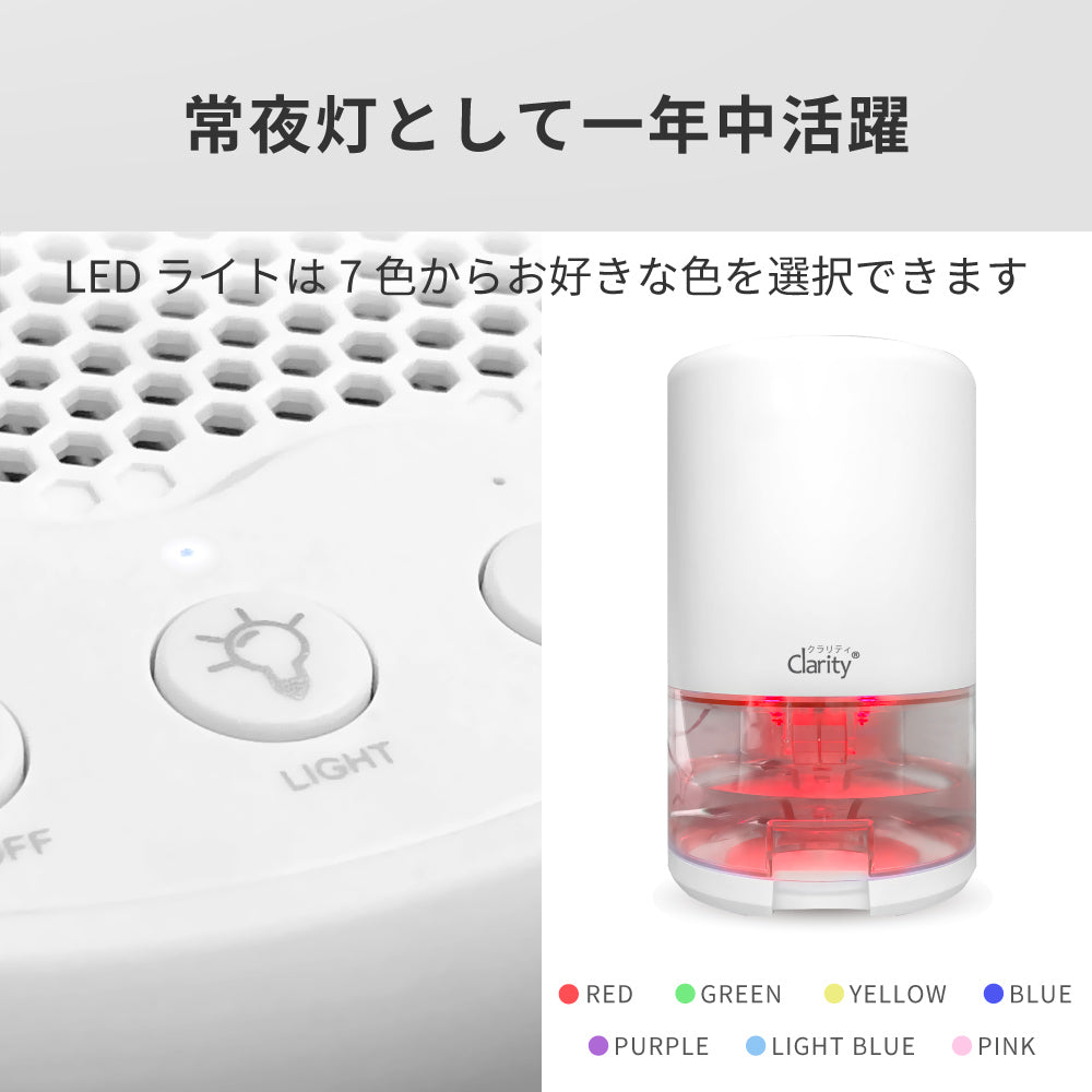 どこでもカラリ カビ予防 照明 部屋干し 寝室 リビング オフィス 部屋 クローゼット 除湿機 j2105WH 小型